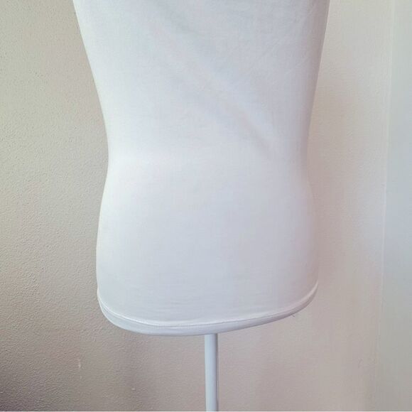 Commense White Tank Top Ruched Square Neck Wide Straps SZ S NEW - Picture 4 of 14